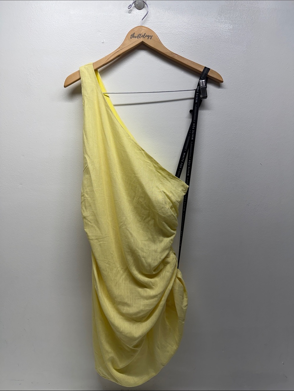 White Fox Boutique Forever Loving Mini Dress One Shoulder Lemon Yellow New Large